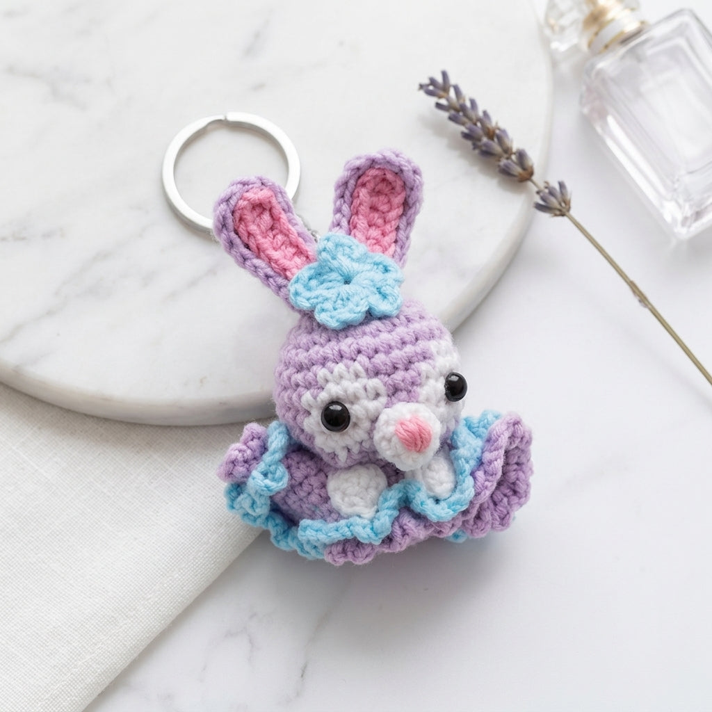 Handmade Crochet Bunny Keyring