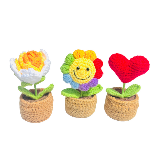 3pcs Crochet Flower Pots Set