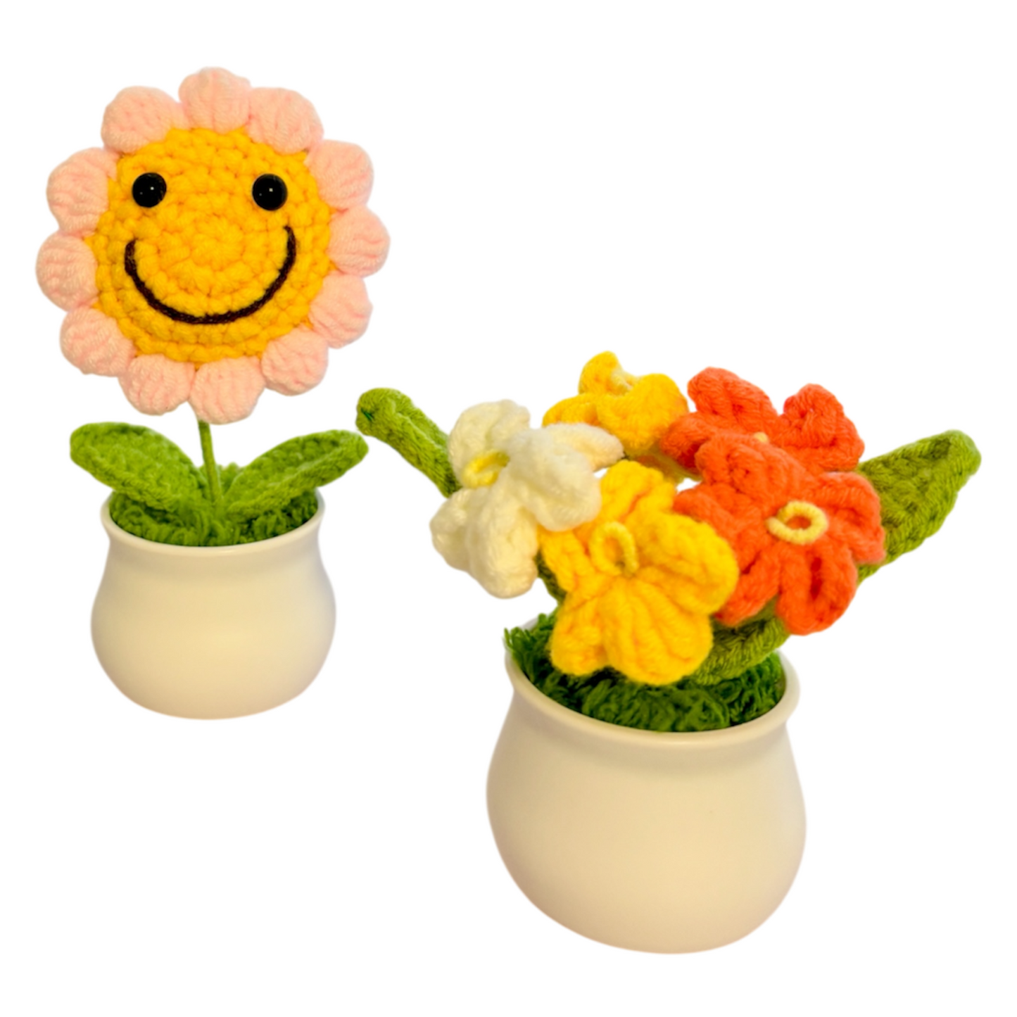 Cute 3Pcs Crochet Flower Pot Set