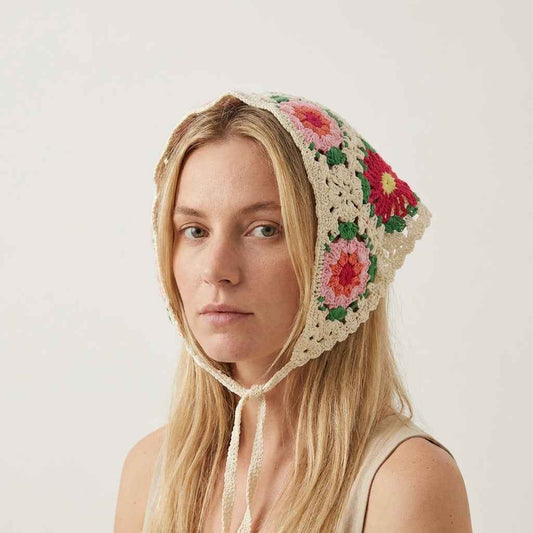 Handmade Floral Crochet Headscarf