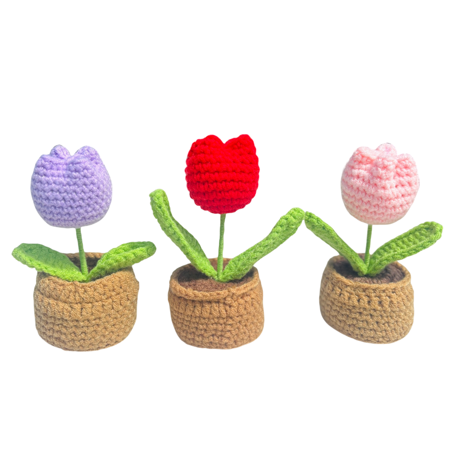 3pcs Crochet Flower Pots Set