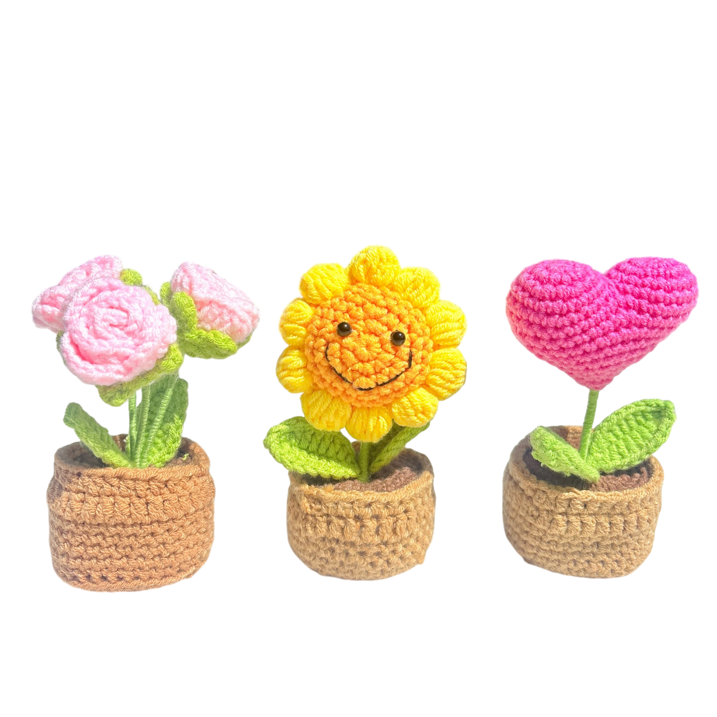 3pcs Crochet Flower Pots Set