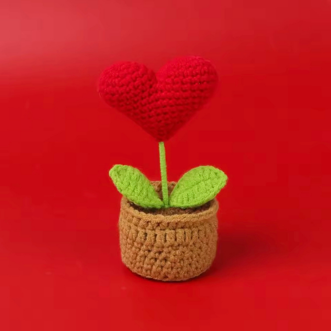 Handmade Crochet Heart Pot in Red by Reve Fleur