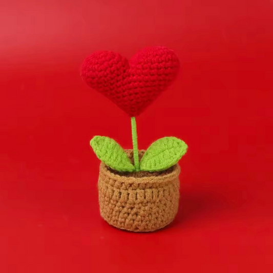 Handmade Crochet Heart Pot in Red by Reve Fleur