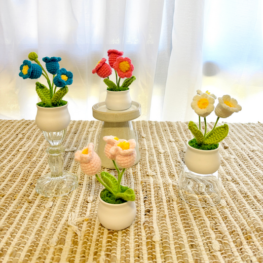 Handmade Crochet Flower in Pot  Lily of the Valley