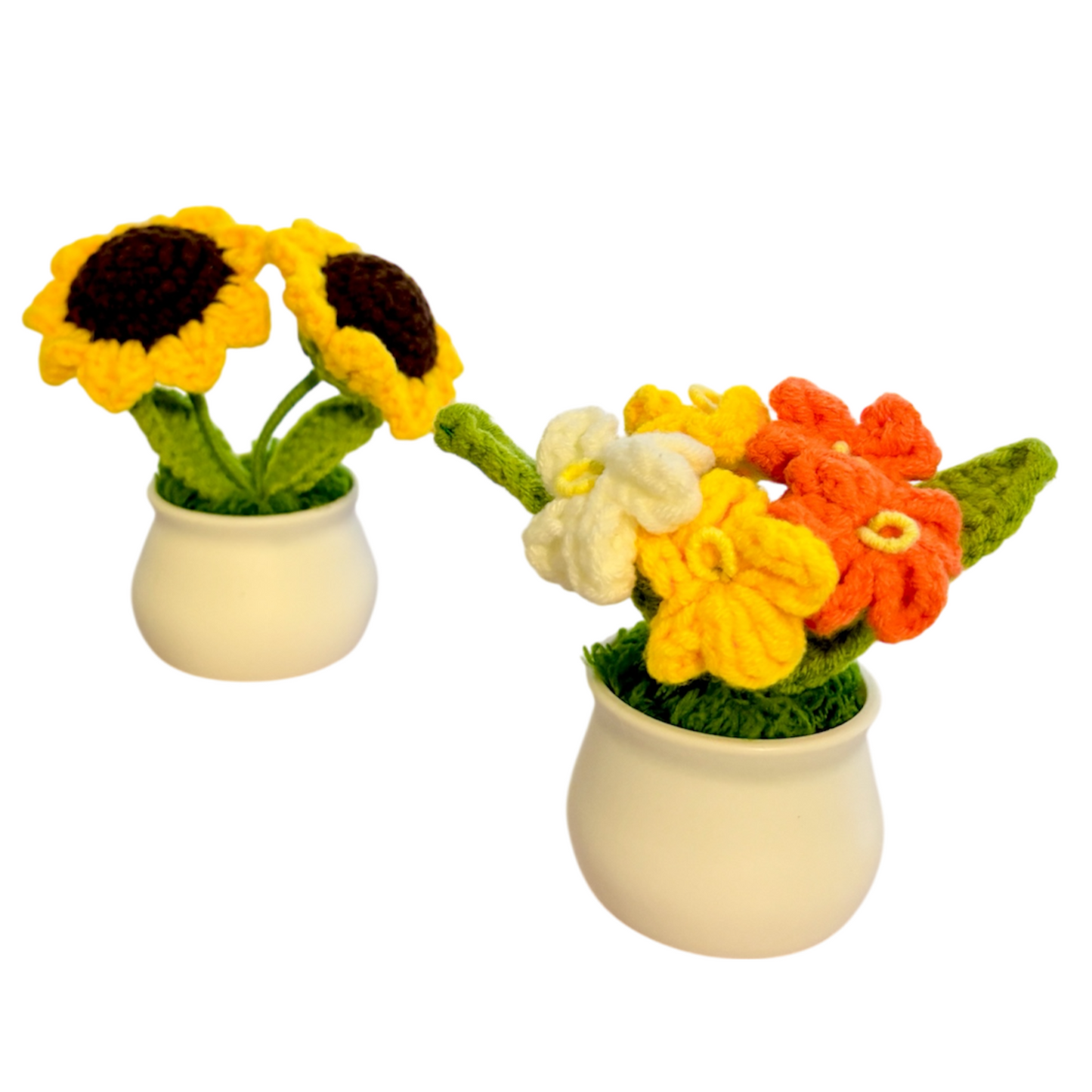 Cute 3Pcs Crochet Flower Pot Set