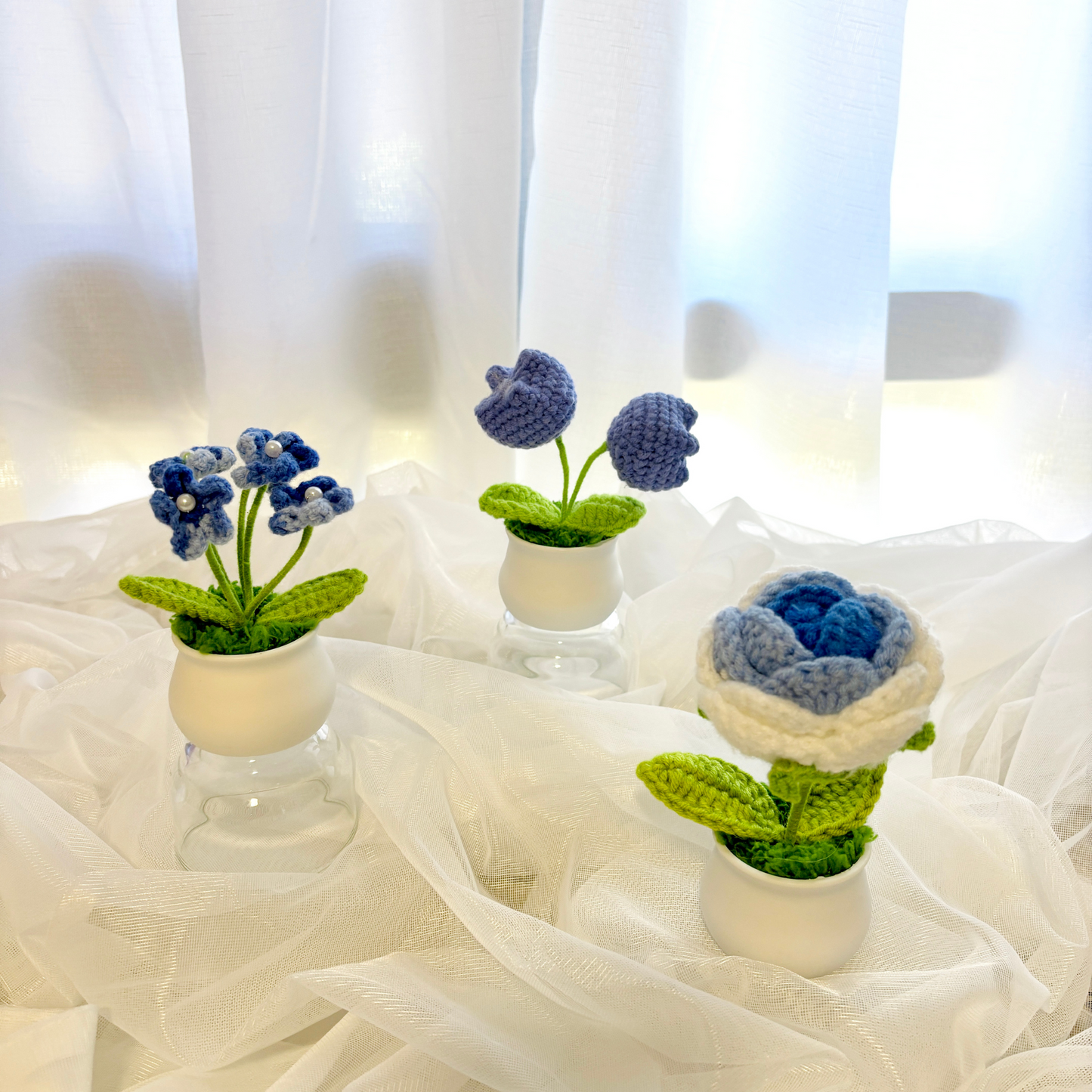 3pcs Crochet Flower Pot Set