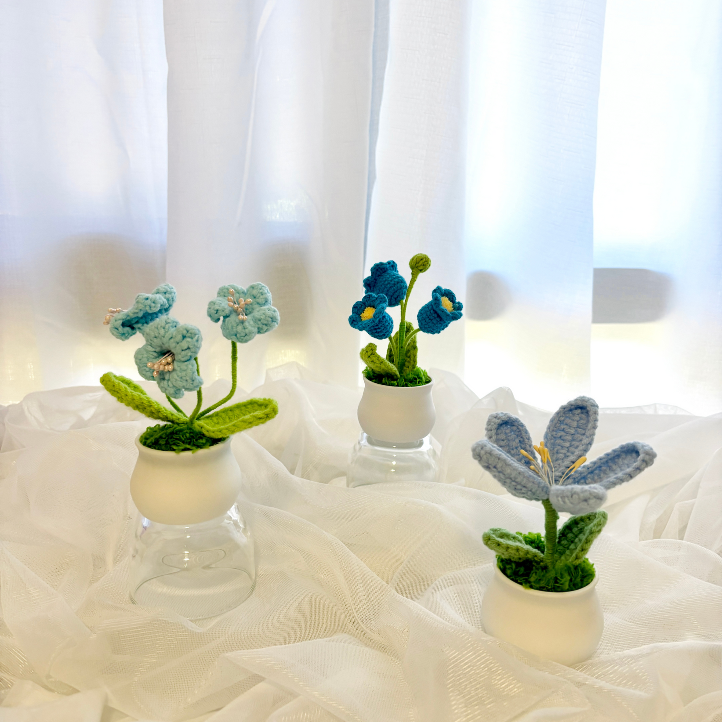 3pcs Crochet Flower Pot Set