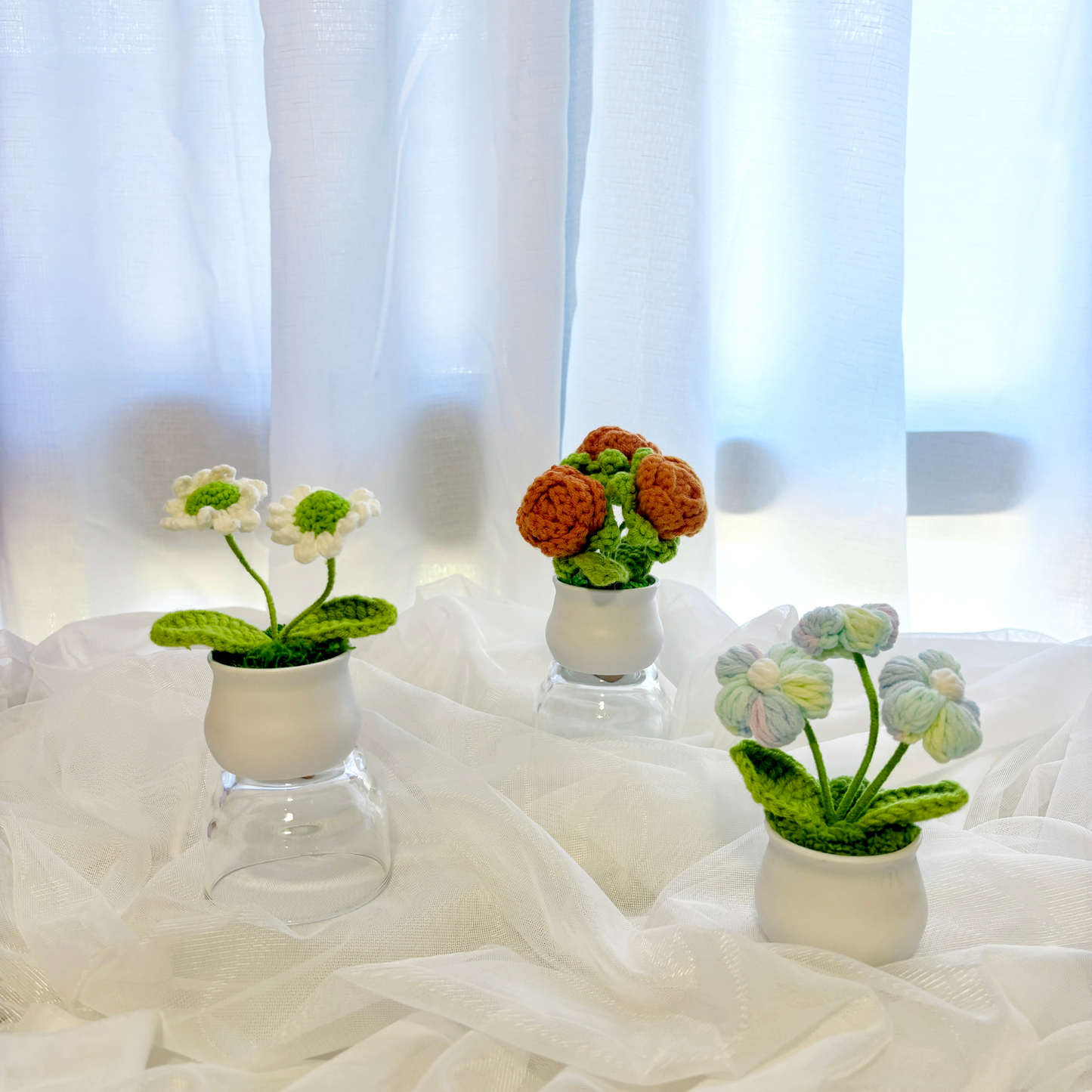 3pcs Crochet Flower Pot Set