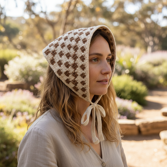 Handmade Crochet Check Headscarf