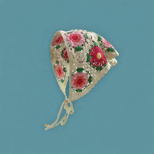 Handmade Floral Crochet Headscarf