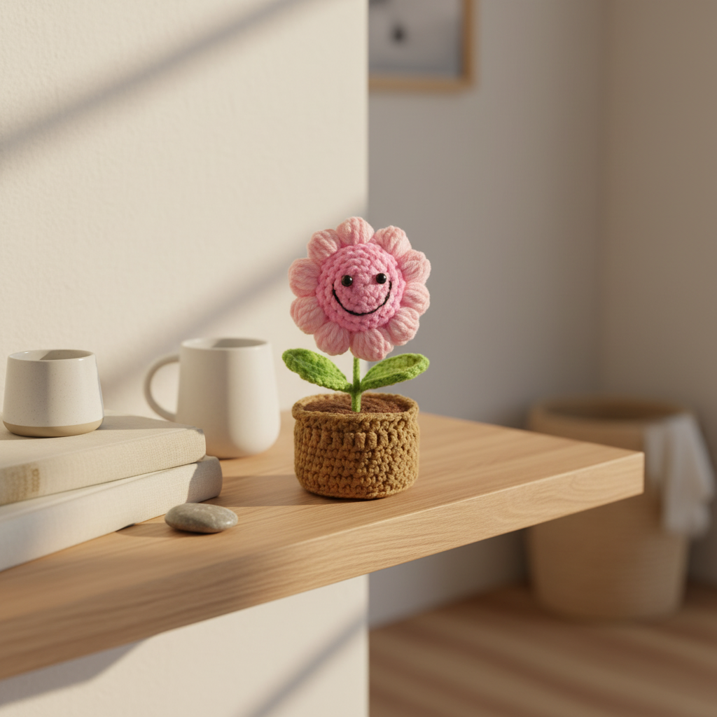Crochet Pot | Smiling Sunflower