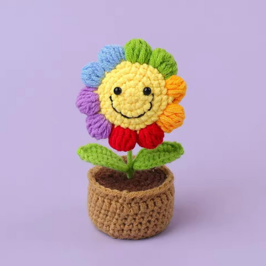 Crochet Pot | Smiling Sunflower