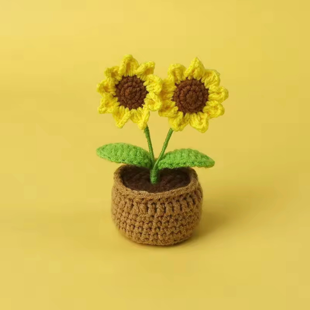 crochet mini potted plant Sunflower Mini Potted Plant