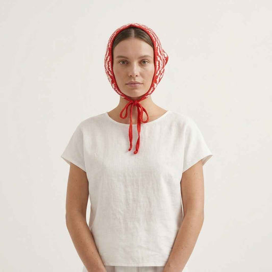 Handmade Vintage Red Crochet Headscarf