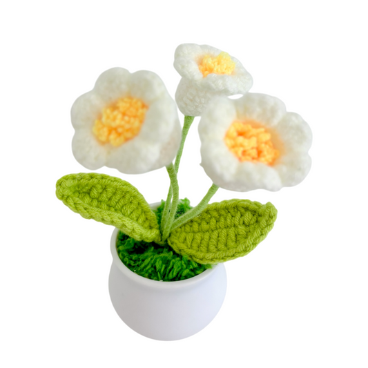 Handmade Crochet Flower in Pot  Lily of the Valley